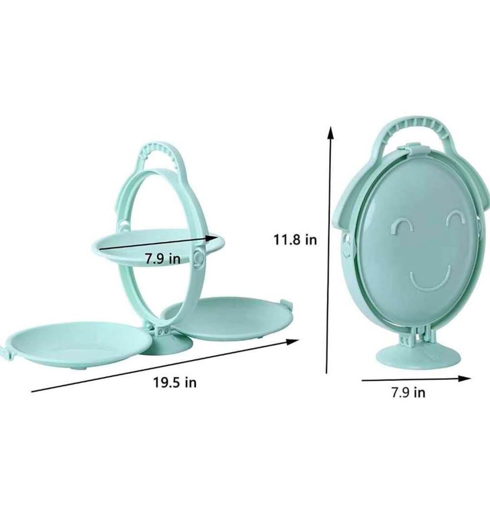 3-Tier Foldable Fruit & Snack Serving Tray Stand ( Green Color)
